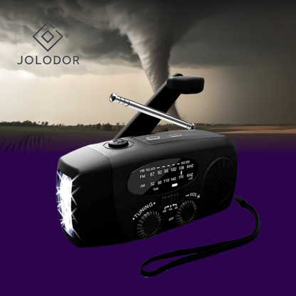 JOLODOR ™ | PowerSafe 3-in-1 Noodradio - Versterkt, oplaadt, informeert altijd